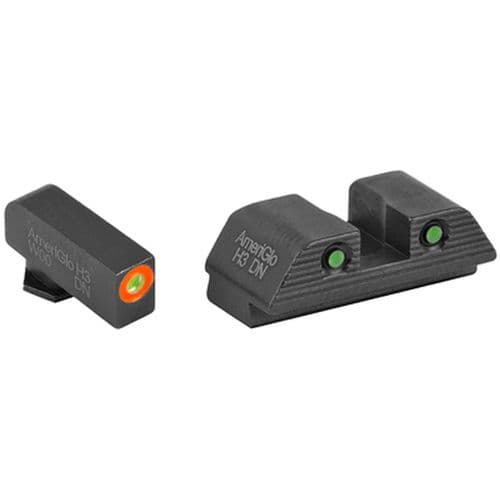 AmeriGlo GL818 Trooper Sight Set for Glock Green Tritium Orange Outline Front Sight-Green Tritium Black Outline Rear Sight AmeriGlo GL818 Trooper Sight Set for Glock Green Tritium Orange Outline Front Sight-Green Tritium Black Outline Rear Sight