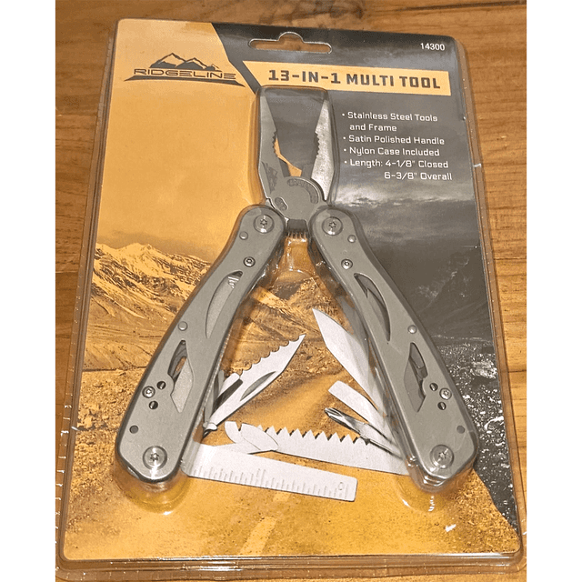 Ridgeline 13-in-1 Multi-Tool - Stainless Steel - Nylon Case Included Ridgeline 13-in-1 Multi-Tool - Stainless Steel - Nylon Case Included