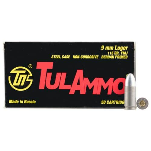 TulAmmo 9mm Luger steel case 115gr FMJ TulAmmo 9mm Luger steel case 115gr FMJ