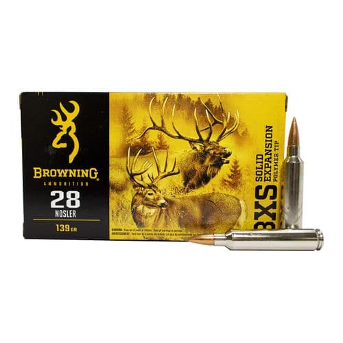 Browning 28 Nosler 139 GR BXS Solid Expansion Polymer Tip Browning 28 Nosler 139 GR BXS Solid Expansion Polymer Tip
