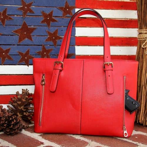 Concealed Carrie Smooth Red Leather Tote Concealed Carrie Smooth Red Leather Tote