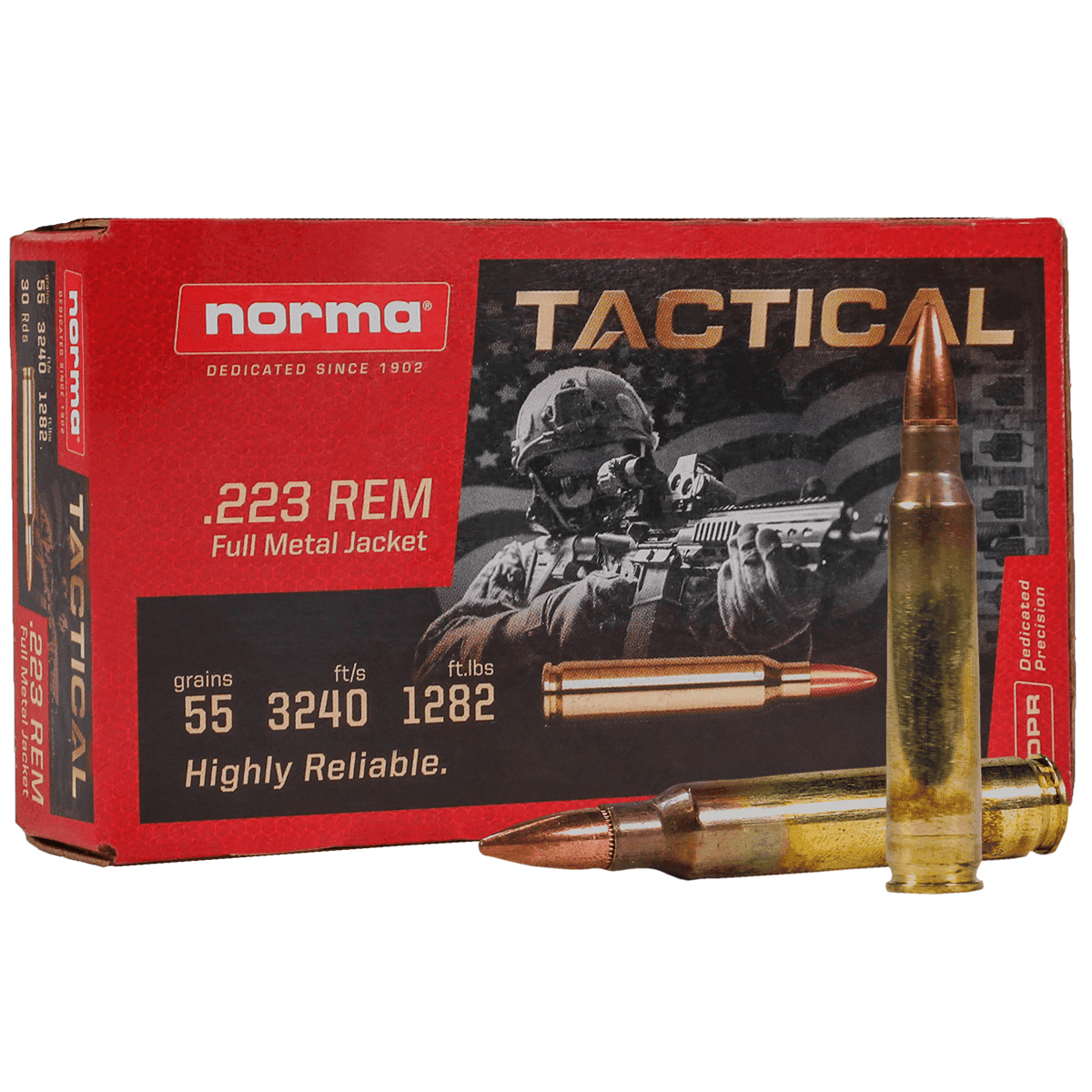 Norma .223 Rem Tactical 55gr Ammo - FMJ - 30 Rounds Norma .223 Rem Tactical 55gr Ammo - FMJ - 30 Rounds