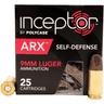ARX Inceptor PolyCase 9mm 65Gr 1650 25 RD ARX Inceptor PolyCase 9mm 65Gr 1650 25 RD