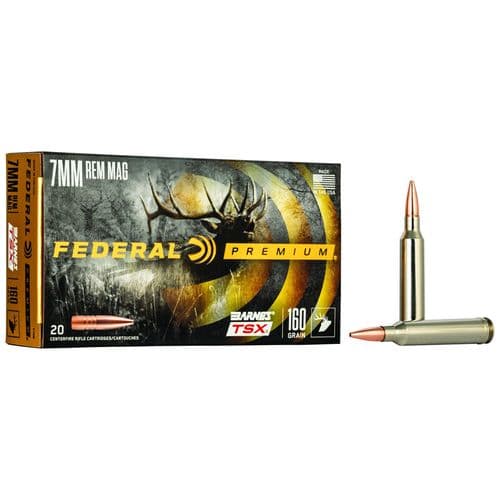 Federal P7RN Premium 7mm Rem Mag 160 gr Barnes TSX 20 Per Box Federal P7RN Premium 7mm Rem Mag 160 gr Barnes TSX 20 Per Box