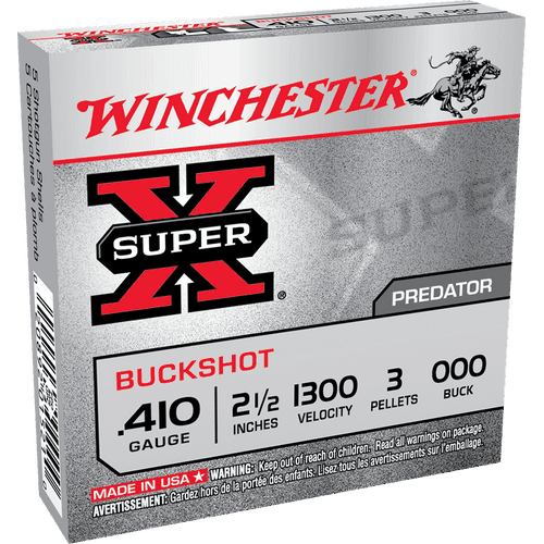 Winchester Ammo Super X 410 Gauge 2.50" 3 Pellets 000 Buck Shot - XB41000 Winchester Ammo Super X 410 Gauge 2.50" 3 Pellets 000 Buck Shot - XB41000