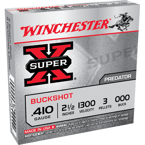 Winchester Ammo Super X 410 Gauge 2.50" 3 Pellets 000 Buck Shot - XB41000 Winchester Ammo Super X 410 Gauge 2.50" 3 Pellets 000 Buck Shot - XB41000