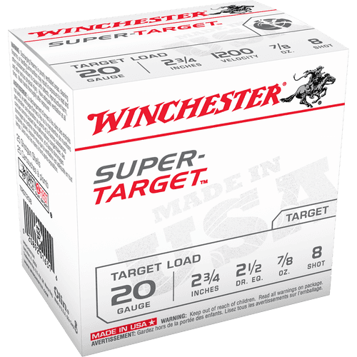 Winchester Ammo Super-Target 20 Gauge 2.75" 7/8 oz 8 Shot 25 Per Box/ 10 Case Winchester Ammo Super-Target 20 Gauge 2.75" 7/8 oz 8 Shot 25 Per Box/ 10 Case