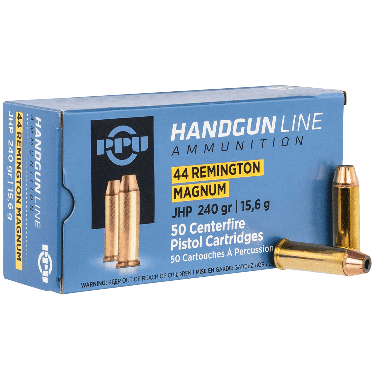 PPU Handgun 44 Rem Mag 240 gr Jacket Hollow Point 50 Per Box PPU Handgun 44 Rem Mag 240 gr Jacket Hollow Point 50 Per Box