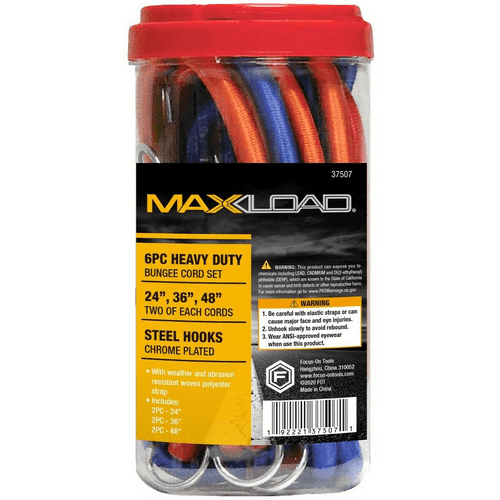 Maxload 6pc 1/2" Heavy Duty Bungee Cord Set Maxload 6pc 1/2" Heavy Duty Bungee Cord Set