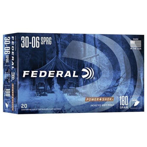 Federal Power-Shok Ammunition 30-06 Springfield 180 Grain Soft Point Box of 20 Federal Power-Shok Ammunition 30-06 Springfield 180 Grain Soft Point Box of 20