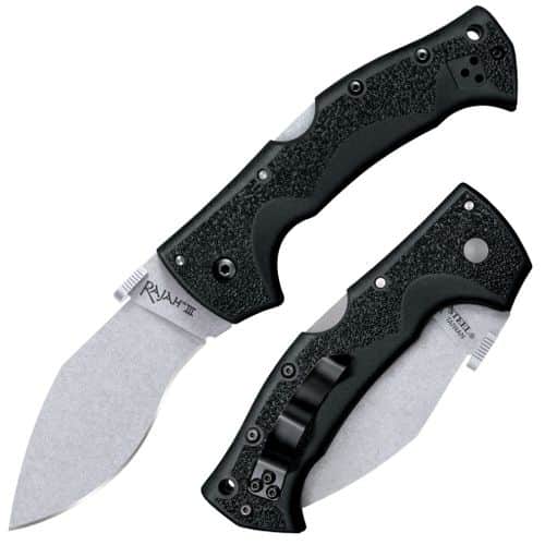 Cold Steel CS62JM Rajah III 3.50" Folding Drop Point Plain Stone Washed AUS-10A SS Blade/Black Griv-Ex Handle Includes Pocket Clip Cold Steel CS62JM Rajah III 3.50" Folding Drop Point Plain Stone Washed AUS-10A SS Blade/Black Griv-Ex Handle Includes Pocket Clip