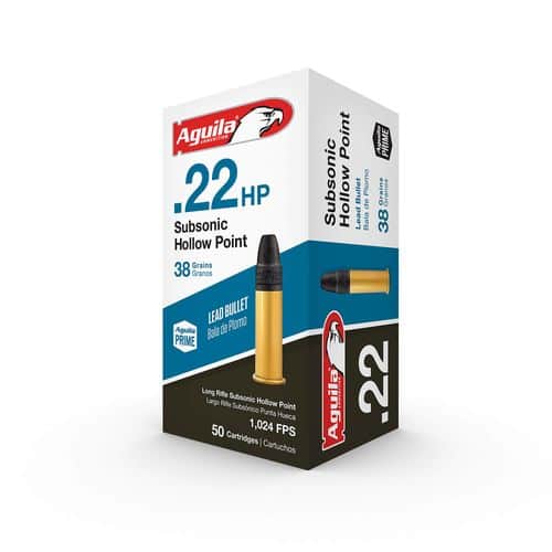 Aguila .22LR Subsonic Hollow Point 38Gr 50Rd Box Aguila .22LR Subsonic Hollow Point 38Gr 50Rd Box
