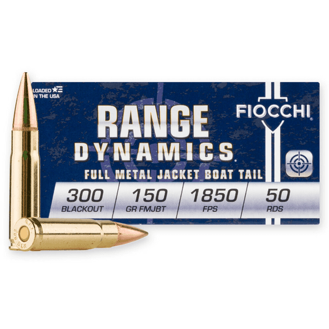 Fiocchi Range Dynamics 300 Blackout 150 gr Full Metal Jacket Boat Tail 50 Per Box Fiocchi Range Dynamics 300 Blackout 150 gr Full Metal Jacket Boat Tail 50 Per Box