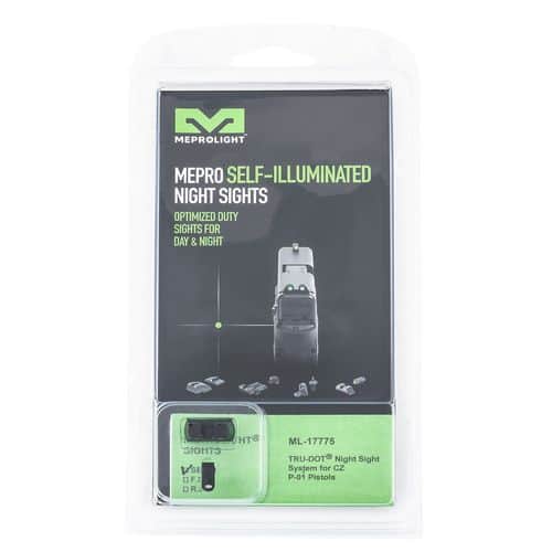 Meprolight USA 177753101 Mepro Tru-Dot Fixed Sights Self-Illuminated Green Tritium Front & Rear with Black Frame for CZ P-01 Meprolight USA 177753101 Mepro Tru-Dot Fixed Sights Self-Illuminated Green Tritium Front & Rear with Black Frame for CZ P-01
