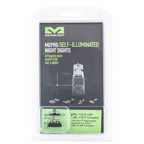 Meprolight USA 115163101 Mepro Tru-Dot Fixed Sights Self-Illuminated Green Tritium Front & Rear with Black Frame for HK USP Meprolight USA 115163101 Mepro Tru-Dot Fixed Sights Self-Illuminated Green Tritium Front & Rear with Black Frame for HK USP