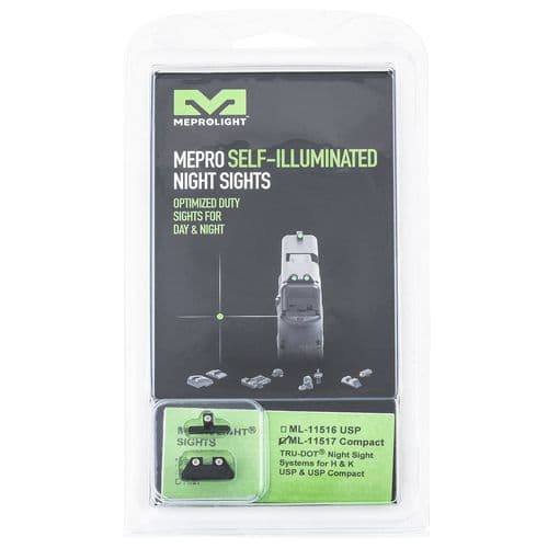 Meprolight USA 115173101 Mepro Tru-Dot Fixed Sights Self-Illuminated Green Tritium Front & Rear with Black Frame for HK USP Compact Meprolight USA 115173101 Mepro Tru-Dot Fixed Sights Self-Illuminated Green Tritium Front & Rear with Black Frame for HK USP Compact