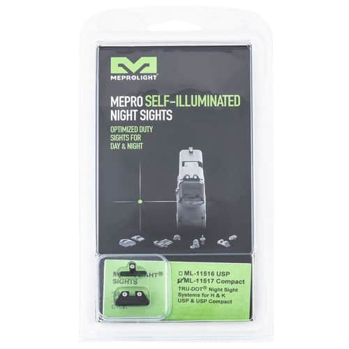 Meprolight USA 115173101 Mepro Tru-Dot Fixed Sights Self-Illuminated Green Tritium Front & Rear with Black Frame for HK USP Compact Meprolight USA 115173101 Mepro Tru-Dot Fixed Sights Self-Illuminated Green Tritium Front & Rear with Black Frame for HK USP Compact