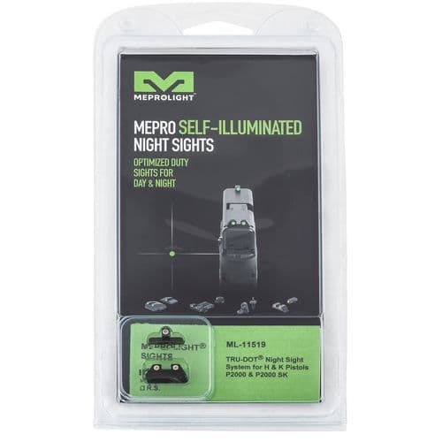 Meprolight USA 115193101 Mepro Tru-Dot Fixed Sights Self-Illuminated Green Tritium Front & Rear with Black Frame for HK P2000, P2000SK Meprolight USA 115193101 Mepro Tru-Dot Fixed Sights Self-Illuminated Green Tritium Front & Rear with Black Frame for HK P2000, P2000SK
