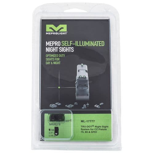 Meprolight USA 177763101 Mepro Tru-Dot Fixed Sights Self-Illuminated Green Tritium Front & Rear with Black Frame for CZ 75, 85, 75 SP01 Meprolight USA 177763101 Mepro Tru-Dot Fixed Sights Self-Illuminated Green Tritium Front & Rear with Black Frame for CZ 75, 85, 75 SP01
