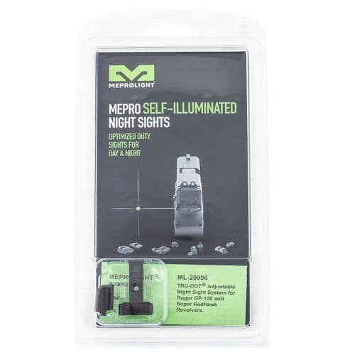 Meprolight USA 209963101 Mepro Tru-Dot Adjustable Sights Self-Illuminated Green Tritium Front & Rear with Black Frame for Ruger GP100 Meprolight USA 209963101 Mepro Tru-Dot Adjustable Sights Self-Illuminated Green Tritium Front & Rear with Black Frame for Ruger GP100