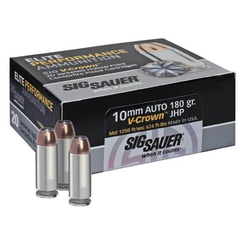 Sig Sauer Elite Performance Ammuntion 10mm 180 Grain V-Crown JHP 20 ROund Box Sig Sauer Elite Performance Ammuntion 10mm 180 Grain V-Crown JHP 20 ROund Box