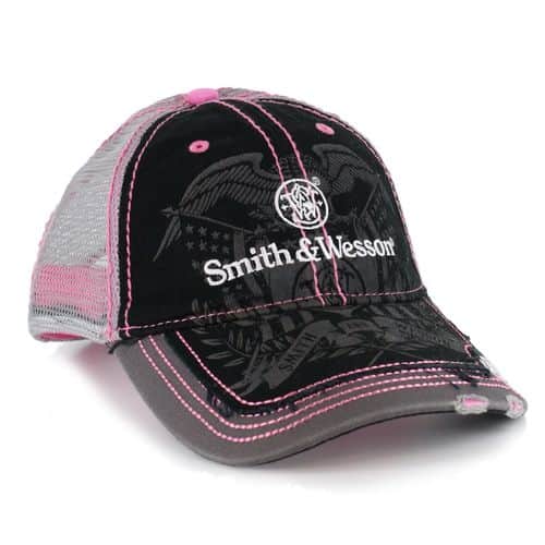 Smith and Wesson Ladies Black and Pink Contrast Stich Mesh Black Cap Smith and Wesson Ladies Black and Pink Contrast Stich Mesh Black Cap