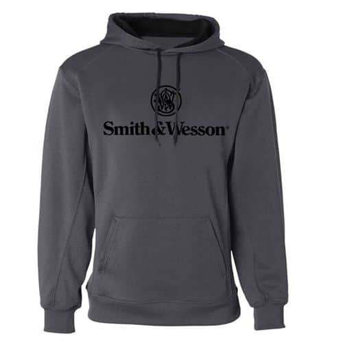 Smith and Wesson Black Logo Performance Fleece/Sweatshirt in Charcoal Smith and Wesson Black Logo Performance Fleece/Sweatshirt in Charcoal