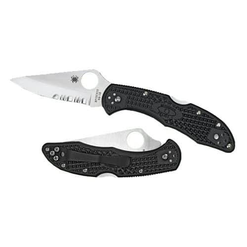 Spyderco C11SBK Delica 4 2.88" Folding Drop Point Serrated VG-10 Stainless Steel Blade/FRN Black Handle Spyderco C11SBK Delica 4 2.88" Folding Drop Point Serrated VG-10 Stainless Steel Blade/FRN Black Handle