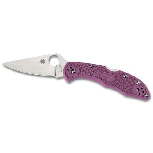 Spyderco CLLFPPR Delica 4 Lightweight 2.88" Folding Drop Point Plain VG-10 Stainless Steel Blade/FRN Purple Handle Spyderco CLLFPPR Delica 4 Lightweight 2.88" Folding Drop Point Plain VG-10 Stainless Steel Blade/FRN Purple Handle