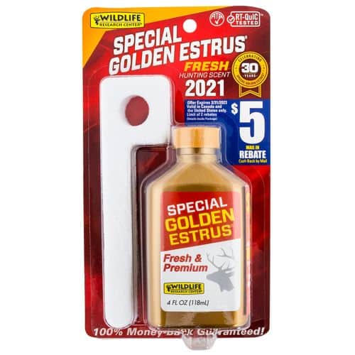 Wildlife Research 4054 Special Golden Estrus Buck Lure Deer Attractant Doe In Estrus Scent 4 oz Wildlife Research 4054 Special Golden Estrus Buck Lure Deer Attractant Doe In Estrus Scent 4 oz
