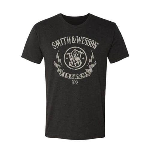 Smith and Wesson Lightning Emblem T-Shirt - Charcoal Black Smith and Wesson Lightning Emblem T-Shirt - Charcoal Black