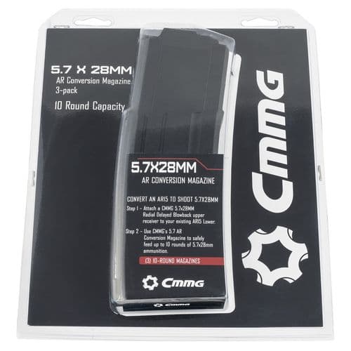 CMMG 54AFFC8 5.7 AR Conversion Mag 5.7x28mm AR-15 10rd Black Detachable 3 Per Pack CMMG 54AFFC8 5.7 AR Conversion Mag 5.7x28mm AR-15 10rd Black Detachable 3 Per Pack