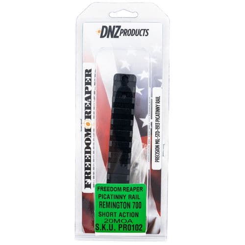DNZ PR0102 Freedom Reaper Picatinny Rail Rifle Rem 700 Short Action 20 MOA Black Anodized Aluminum DNZ PR0102 Freedom Reaper Picatinny Rail Rifle Rem 700 Short Action 20 MOA Black Anodized Aluminum