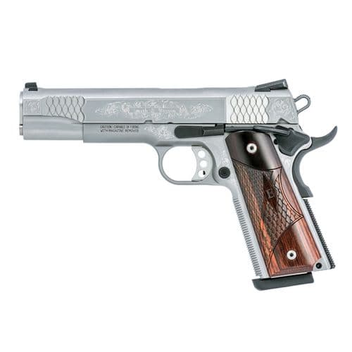 Smith and Wesson Model SW1911 Engraved .45 ACP 5" 8+1 Pistol Includes Wooden Presentation Case Smith and Wesson Model SW1911 Engraved .45 ACP 5" 8+1 Pistol Includes Wooden Presentation Case