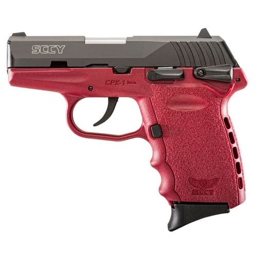 SCCY Industries CPX1CBCR CPX-1 Carbon 9mm Luger 3.10" 10+1 Black Nitride Stainless Steel Slide Crimson Red Polymer Grip SCCY Industries CPX1CBCR CPX-1 Carbon 9mm Luger 3.10" 10+1 Black Nitride Stainless Steel Slide Crimson Red Polymer Grip