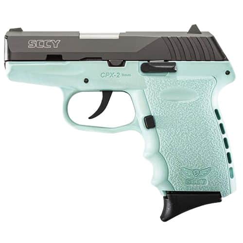 SCCY Industries CPX2CBSB CPX-2 Carbon 9mm Luger 3.10" 10+1 Black Nitride Stainless Steel Slide Robin Egg Blue Polymer Grip No Manual Safety SCCY Industries CPX2CBSB CPX-2 Carbon 9mm Luger 3.10" 10+1 Black Nitride Stainless Steel Slide Robin Egg Blue Polymer Grip No Manual Safety