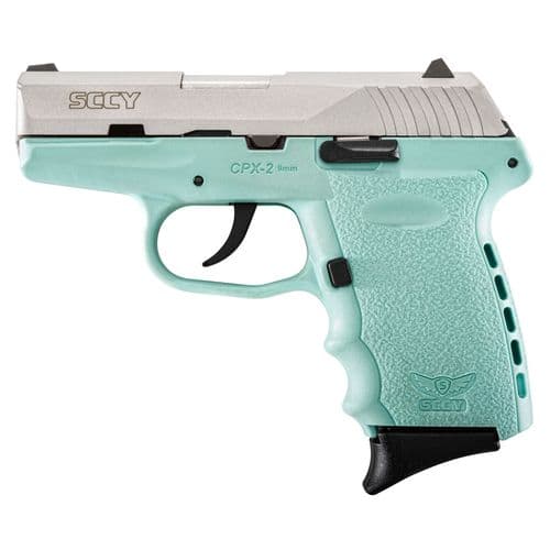 SCCY Industries CPX2TTSB CPX-2 9mm Luger 3.10" 10+1 Stainless Steel Slide Robin Egg Blue Polymer Grip No Manual Safety SCCY Industries CPX2TTSB CPX-2 9mm Luger 3.10" 10+1 Stainless Steel Slide Robin Egg Blue Polymer Grip No Manual Safety