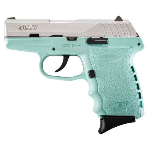 SCCY Industries CPX2TTSB CPX-2 9mm Luger 3.10" 10+1 Stainless Steel Slide Robin Egg Blue Polymer Grip No Manual Safety SCCY Industries CPX2TTSB CPX-2 9mm Luger 3.10" 10+1 Stainless Steel Slide Robin Egg Blue Polymer Grip No Manual Safety