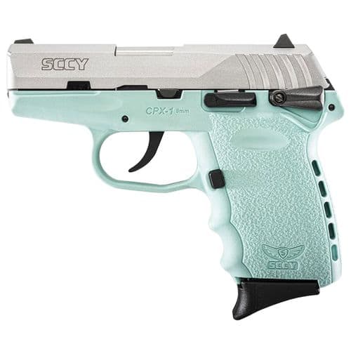 SCCY Industries CPX1TTSB CPX-1 9mm Luger 3.10" 10+1 Stainless Steel Slide Robin Egg Blue Polymer Grip SCCY Industries CPX1TTSB CPX-1 9mm Luger 3.10" 10+1 Stainless Steel Slide Robin Egg Blue Polymer Grip