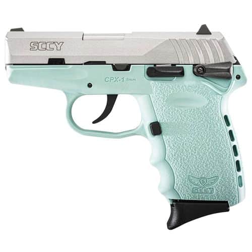 SCCY Industries CPX1TTSB CPX-1 9mm Luger 3.10" 10+1 Stainless Steel Slide Robin Egg Blue Polymer Grip SCCY Industries CPX1TTSB CPX-1 9mm Luger 3.10" 10+1 Stainless Steel Slide Robin Egg Blue Polymer Grip