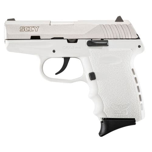 SCCY Industries CPX2TTWT CPX-2 9mm Luger 3.10" 10+1 Stainless Steel Slide White Polymer Grip No Manual Safety SCCY Industries CPX2TTWT CPX-2 9mm Luger 3.10" 10+1 Stainless Steel Slide White Polymer Grip No Manual Safety
