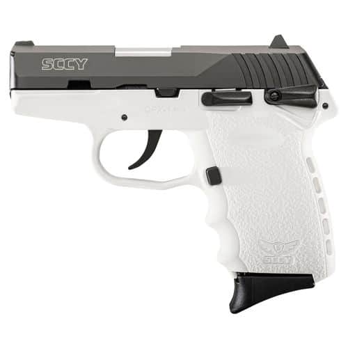 SCCY Industries CPX1CBWT CPX-1 Carbon 9mm Luger 3.10" 10+1 Black Nitride Stainless Steel Slide White Polymer Grip SCCY Industries CPX1CBWT CPX-1 Carbon 9mm Luger 3.10" 10+1 Black Nitride Stainless Steel Slide White Polymer Grip