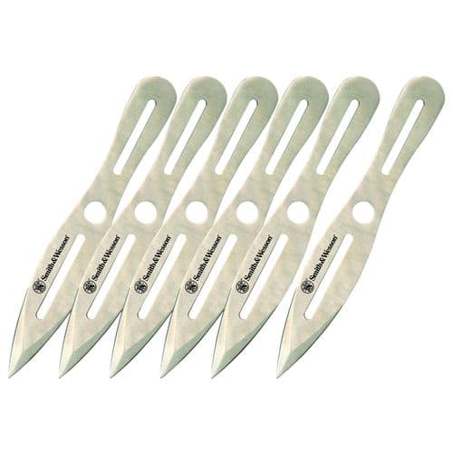 Smith & Wesson Knives SWTK8CP Throwing Knives  4.50" Fixed Spear Point Plain 2Cr13 SS Blade 2Cr13 Stainless Handle 6 Pack Smith & Wesson Knives SWTK8CP Throwing Knives  4.50" Fixed Spear Point Plain 2Cr13 SS Blade 2Cr13 Stainless Handle 6 Pack