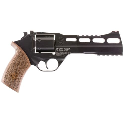 Chiappa Firearms 340221 Rhino 60DS 357 Mag 6rd 6" Blued Cylinder Black Steel Barrel Black Anodized Aluminum Frame with Walnut Grip Chiappa Firearms 340221 Rhino 60DS 357 Mag 6rd 6" Blued Cylinder Black Steel Barrel Black Anodized Aluminum Frame with Walnut Grip