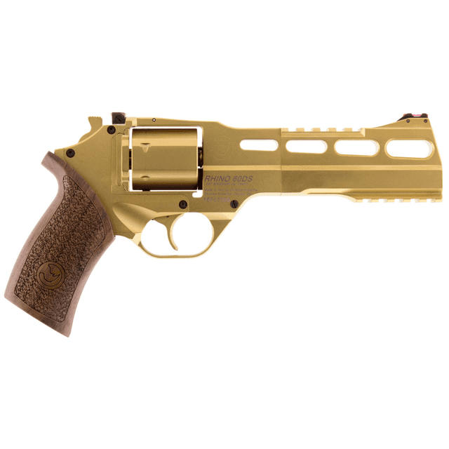 Chiappa Firearms 340225 Rhino 60DS 357 Mag 6rd 6" Gold Plated PVD Steel Barrel & Cylinder Gold Plated PVD Aluminum Frame with Walnut Grip Chiappa Firearms 340225 Rhino 60DS 357 Mag 6rd 6" Gold Plated PVD Steel Barrel & Cylinder Gold Plated PVD Aluminum Frame with Walnut Grip