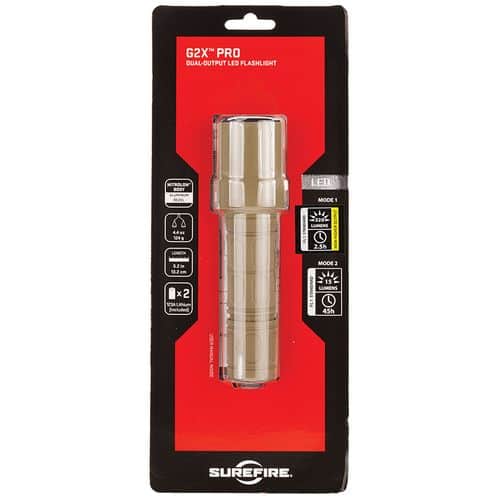 SureFire G2XDTN G2X Pro Tan Polymer White LED 600 Lumens 187 Meters Range SureFire G2XDTN G2X Pro Tan Polymer White LED 600 Lumens 187 Meters Range