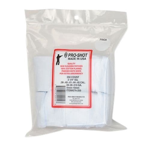 Pro-Shot 21/4-250 Cleaning Patches Cotton 250 Per Pack 38-45 Cal Pro-Shot 21/4-250 Cleaning Patches Cotton 250 Per Pack 38-45 Cal
