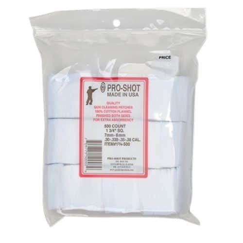 Pro-Shot 13/4-500 Cleaning Patches Cotton 500 Per Pack 7mm, 38 Cal Pro-Shot 13/4-500 Cleaning Patches Cotton 500 Per Pack 7mm, 38 Cal