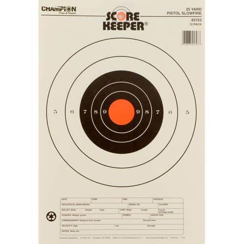 Champion Targets 45723 Scorekeeper 25yd Pistol Slowfire Bullseye Hanging Paper Target 11" x 16" 12 Per Pack Champion Targets 45723 Scorekeeper 25yd Pistol Slowfire Bullseye Hanging Paper Target 11" x 16" 12 Per Pack