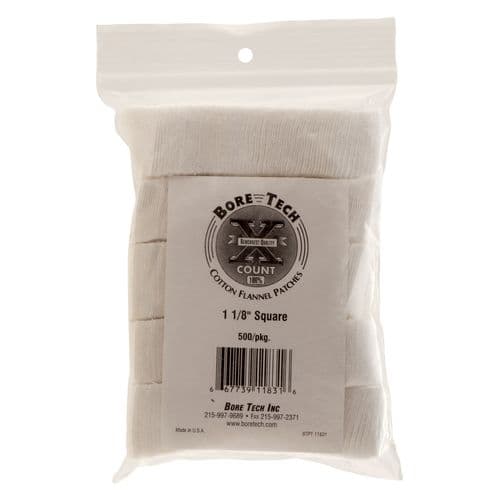 Bore Tech BTPT118S50 X-Count Square Patches Cotton 500 Per Pack 1.12" Bore Tech BTPT118S50 X-Count Square Patches Cotton 500 Per Pack 1.12"